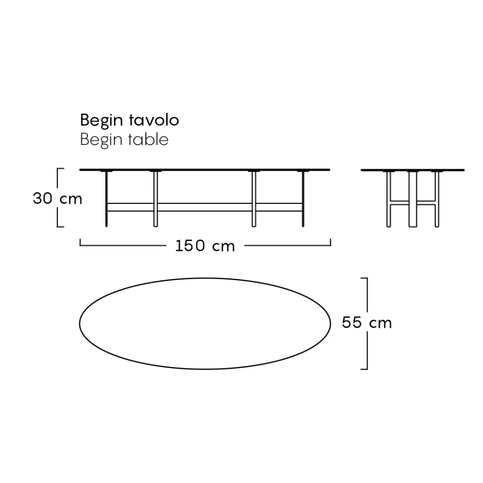 Tavolino da Esterno Struttura in Acciaio Made in Italy - Begin by Myyour Viadurini