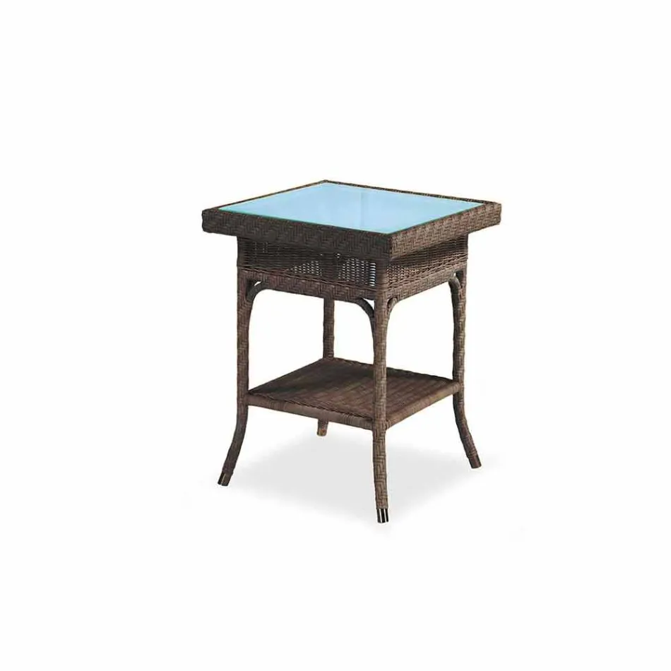 Tavolino da giardino 56x56 cm in polietilene intrecciato a mano Chad Viadurini