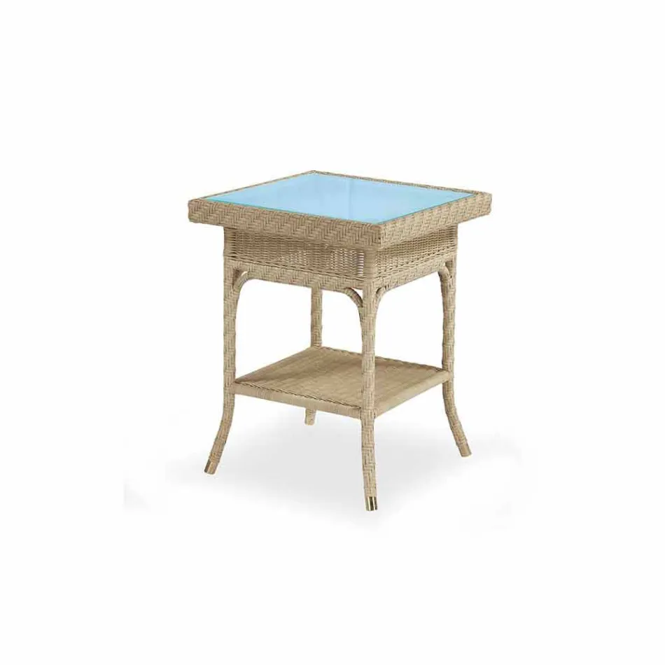 Tavolino da giardino 56x56 cm in polietilene intrecciato a mano Chad Viadurini