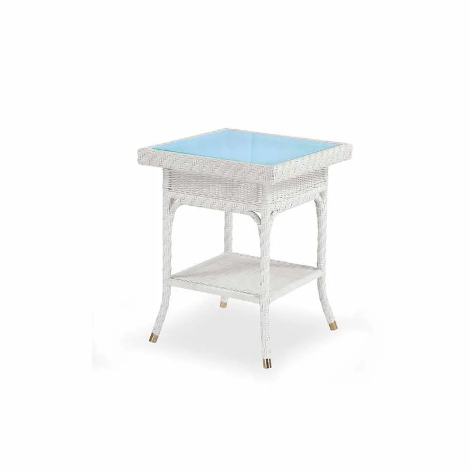 Tavolino da giardino 56x56 cm in polietilene intrecciato a mano Chad Viadurini