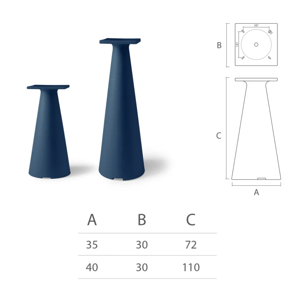 Tavolino da Giardino Base in Polietilene e Piano HPL Made in Italy - Lucy Viadurini