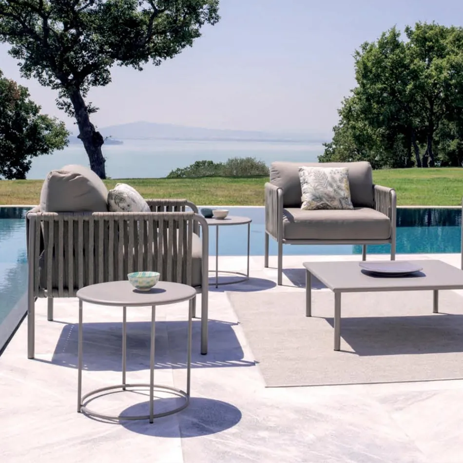 Tavolino da Giardino in Acciaio Zincato di Varie Misure Made in Italy – Brienne Viadurini