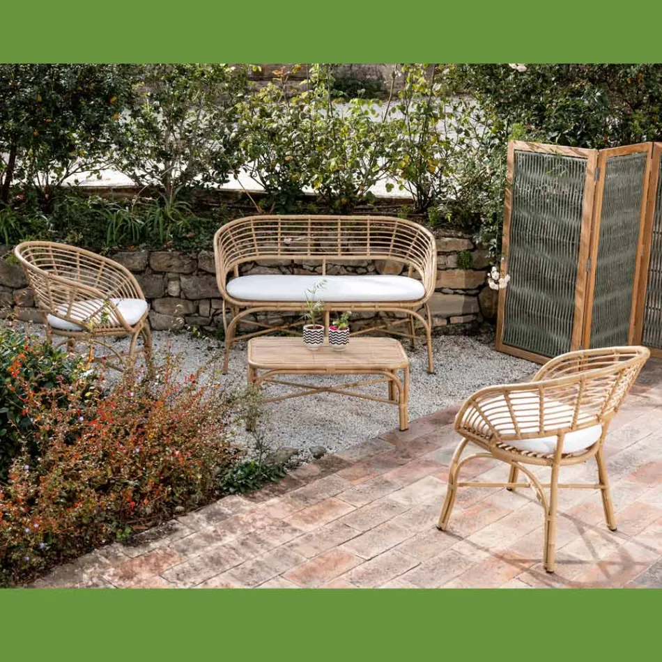 Tavolino da Giardino in Alluminio e Intreccio in Polyrattan - Ellide Viadurini