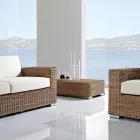 Tavolino da Giardino in Polyrattan Intrecciato a Mano - Yoko Viadurini