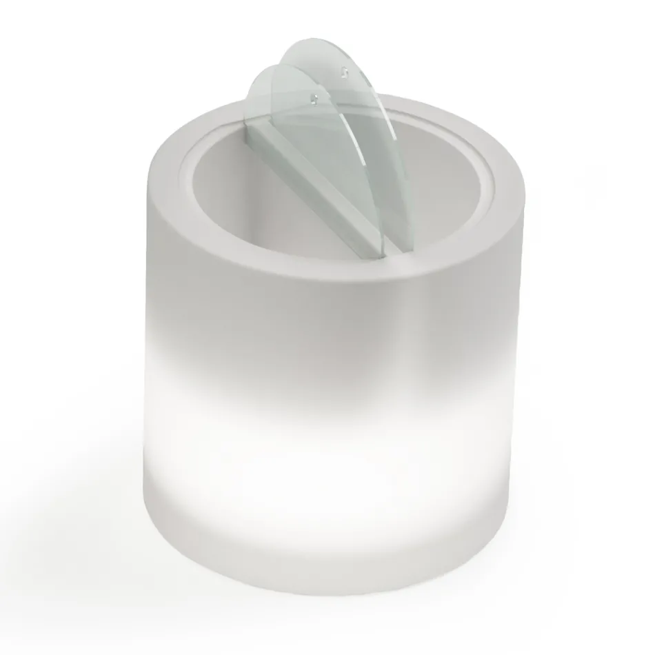 Tavolino da Giardino Luminoso in Polietilene Bianco Made in Italy - Trek Viadurini