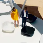 Tavolino da giardino moderno 100x100 cm Ufo by Vondom, in polietilene Viadurini