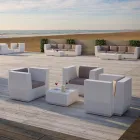 Tavolino da Giardino Quadrato in Polietilene Realizzato in Italia - Macao Viadurini