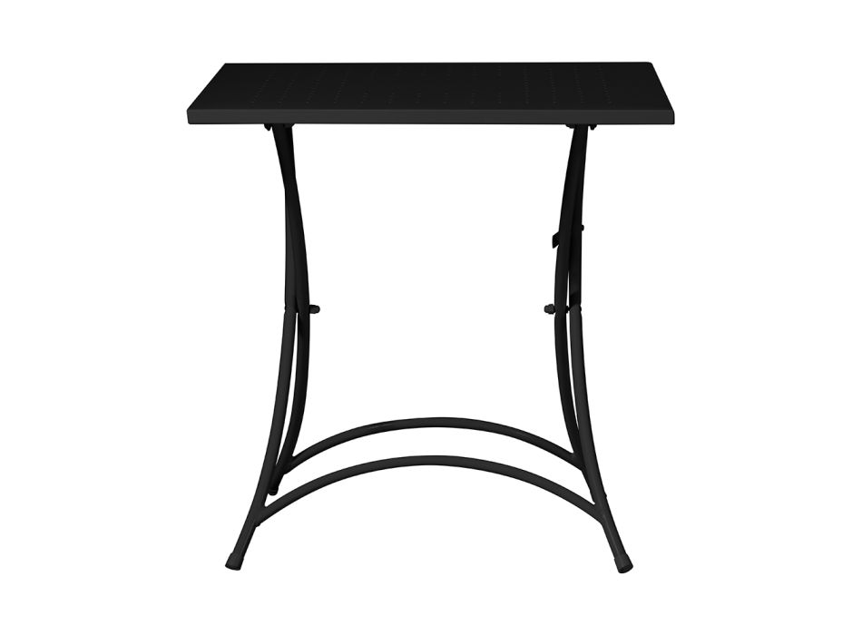 Tavolino da Giardino Quadrato Pieghevole in Ferro Grigio Antracite - Zoubiba Viadurini