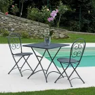Tavolino da Giardino Quadrato Pieghevole in Ferro Grigio Antracite - Zoubiba Viadurini