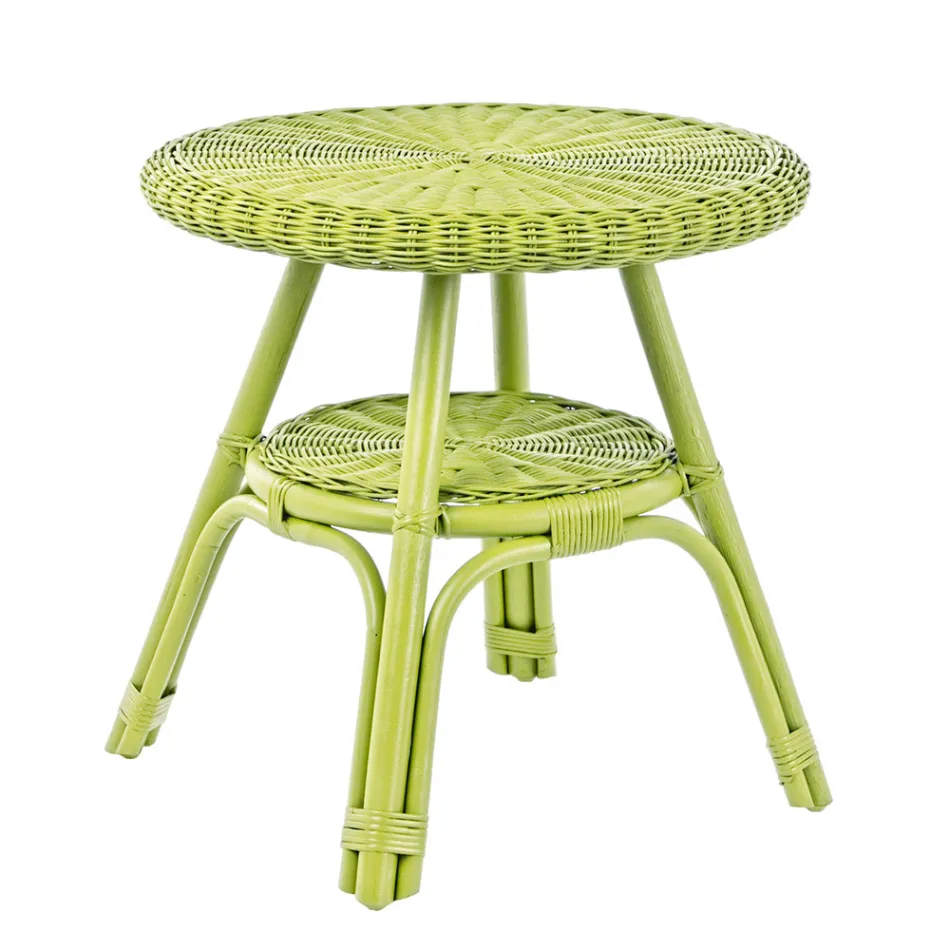 Tavolino da Giardino Tondo in Rattan di Design, Diametro 52 cm - Favolizia Viadurini