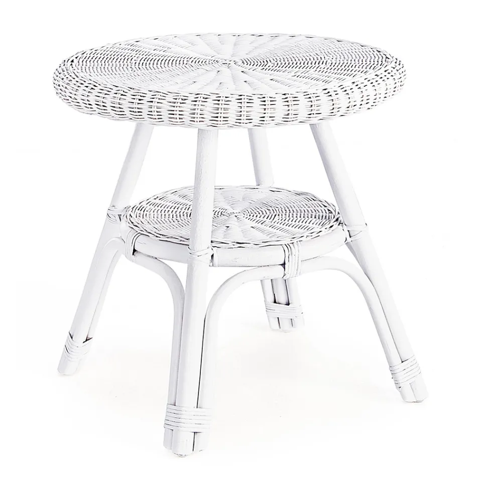 Tavolino da Giardino Tondo in Rattan di Design, Diametro 52 cm - Favolizia Viadurini
