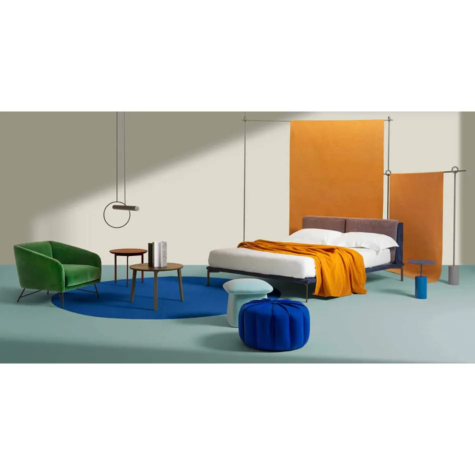 Tavolino da Salotto 3 Gambe in Acciaio e Piano in Legno Colorato - Pretty Viadurini