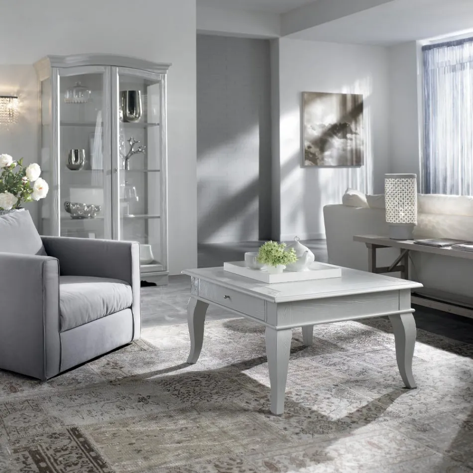 Tavolino da Salotto con Parti Massicce in Ay - ous e Tiglio Made in Italy - Era Viadurini