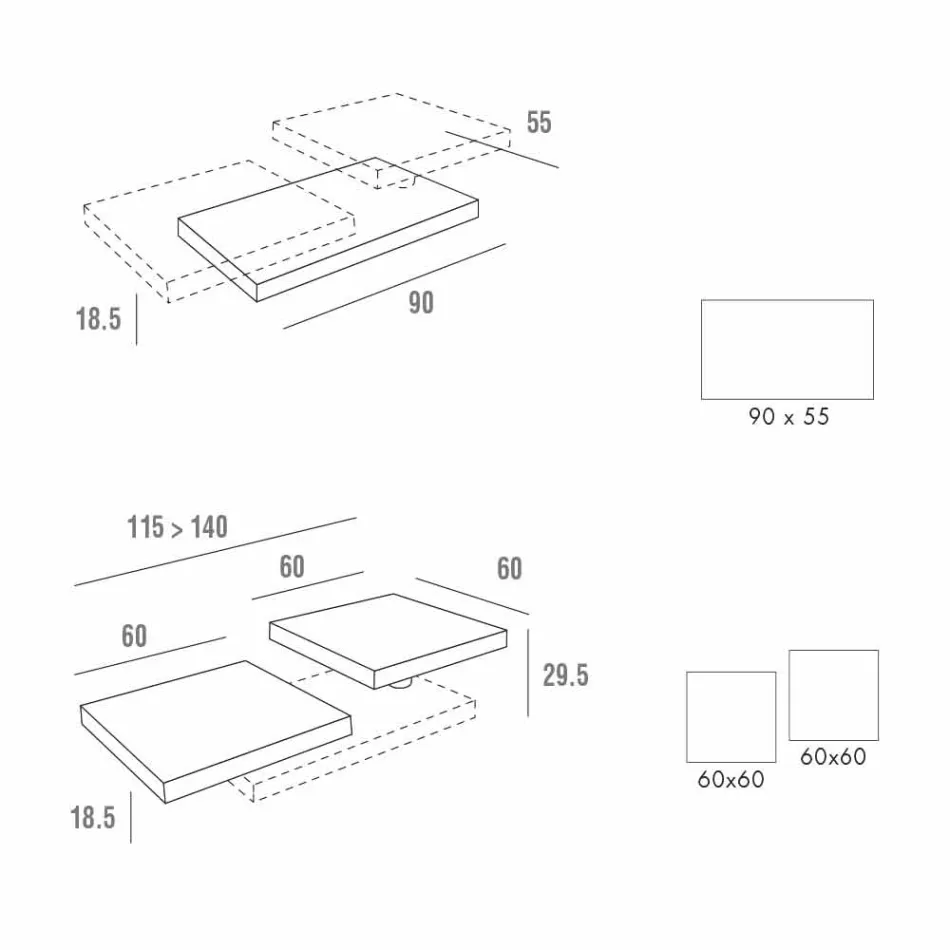 Tavolino da Salotto con Piani Girevoli in Hpl Made in Italy, Pregiato - Parigi Viadurini