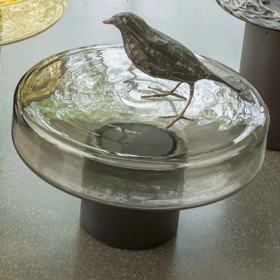 Tavolino da Salotto con Piano in Vetro e Base in Metallo Made in Italy - Batulla Viadurini