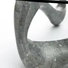 Tavolino da Salotto con Piano in Vetro e Base in Pietra Fossile - California Viadurini