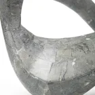 Tavolino da Salotto con Piano in Vetro e Base in Pietra Fossile - California Viadurini