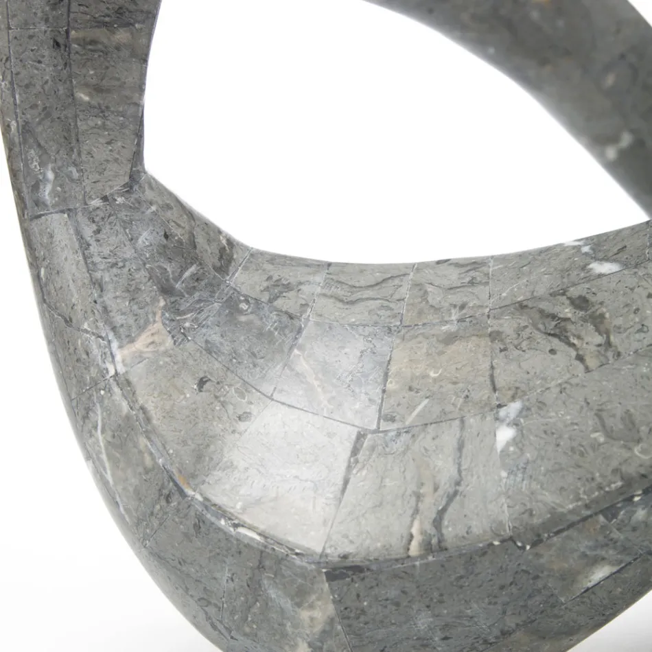 Tavolino da Salotto con Piano in Vetro e Base in Pietra Fossile - California Viadurini