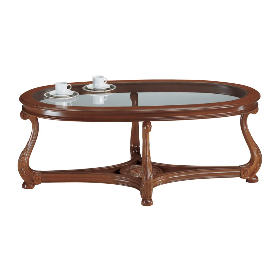 Tavolino da Salotto con Piano in Vetro Realizzato in Italia - Sedna Viadurini