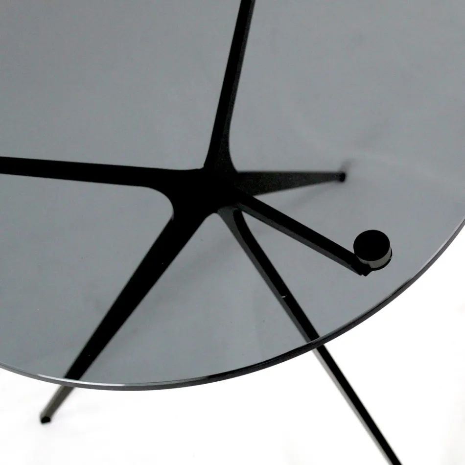 Tavolino da Salotto con Piano in Vetro Rotondo e 3 Gambe Made in Italy - Siste Viadurini