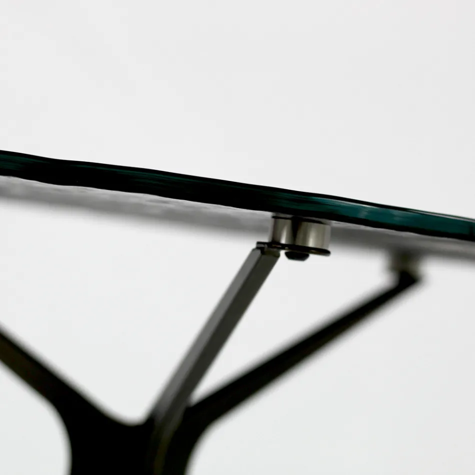 Tavolino da Salotto con Piano in Vetro Rotondo e 3 Gambe Made in Italy - Siste Viadurini