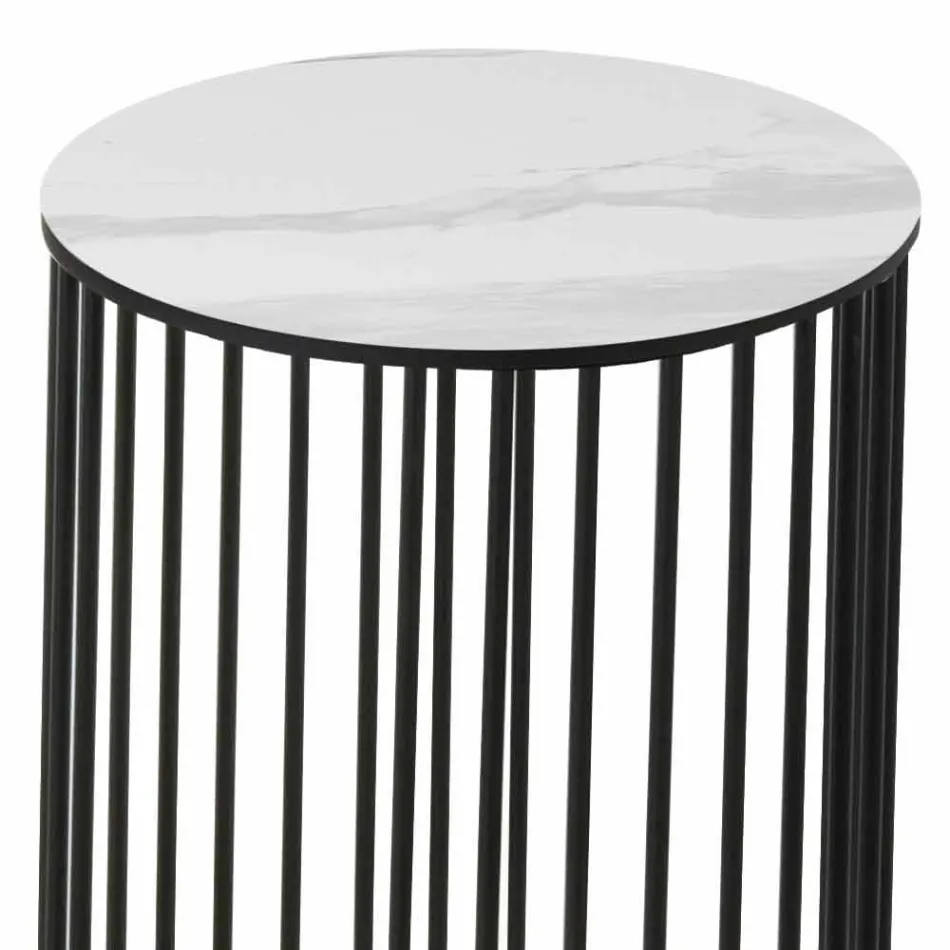 Tavolino da Salotto con Piano Rotondo in Ceramica Made in Italy - Montebianco Viadurini