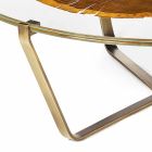Tavolino da Salotto con Piano Rotondo in Vetro e Legno Made in Italy - Baviera Viadurini
