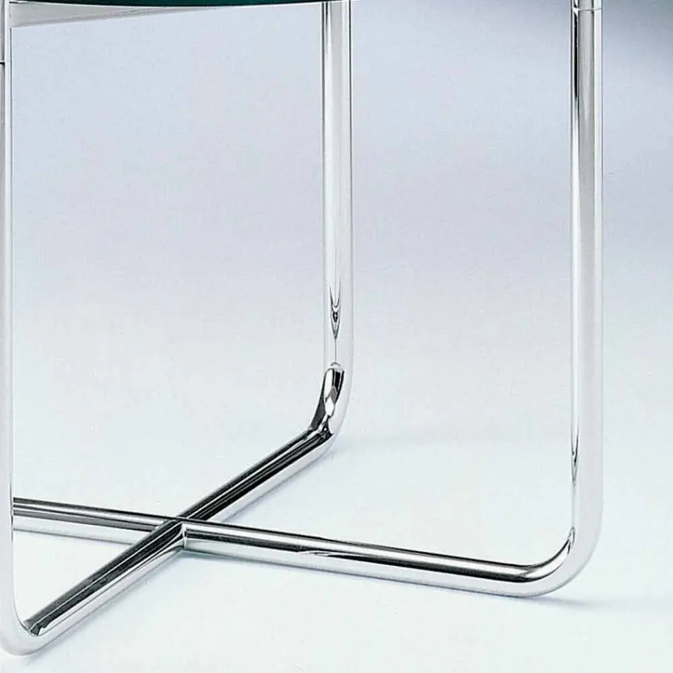 Tavolino da Salotto con Piano Rotondo in Vetro Realizzato in Italia - Costanza Viadurini