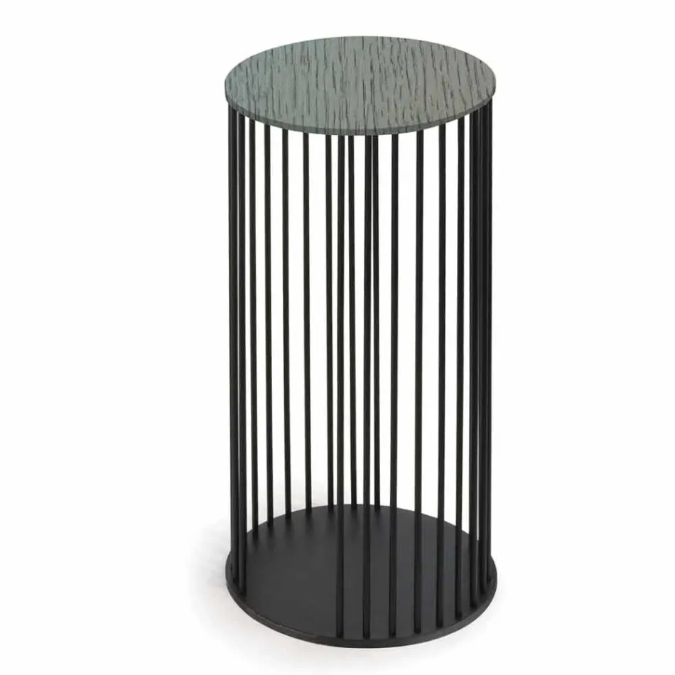 Tavolino da Salotto con Piano Tondo in Legno Realizzato in Italia - Montebianco Viadurini