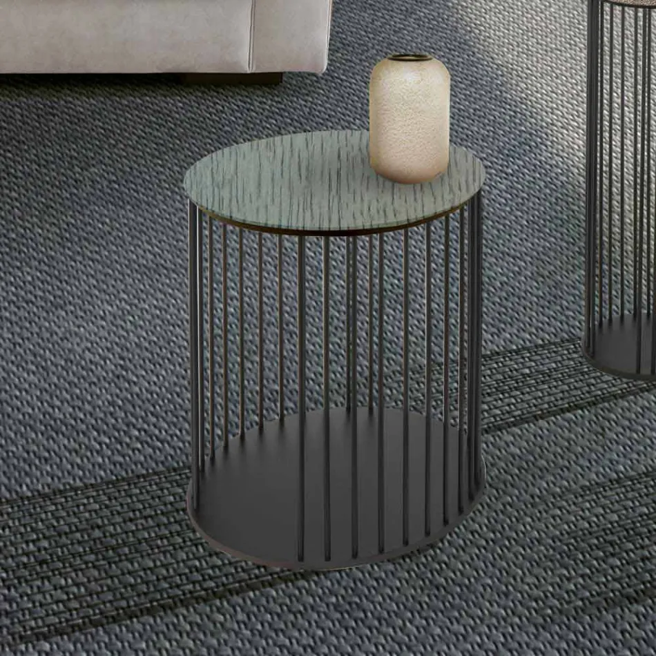 Tavolino da Salotto con Piano Tondo in Legno Realizzato in Italia - Montebianco Viadurini