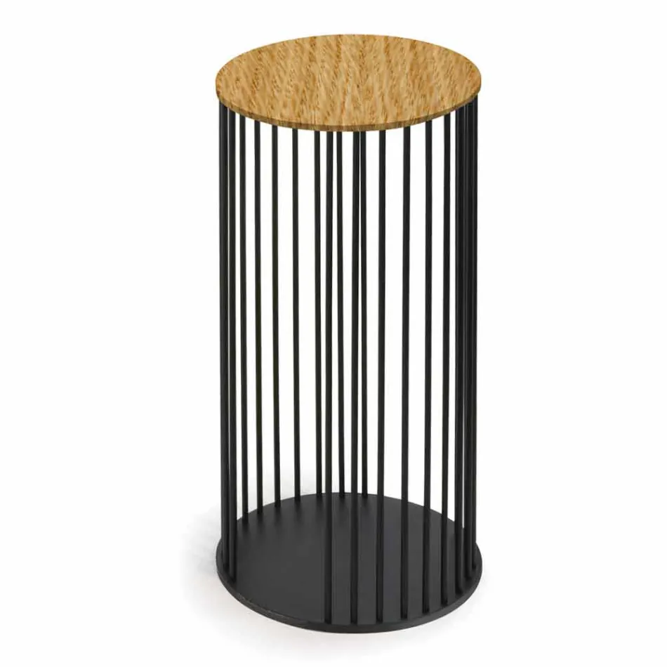 Tavolino da Salotto con Piano Tondo in Legno Realizzato in Italia - Montebianco Viadurini