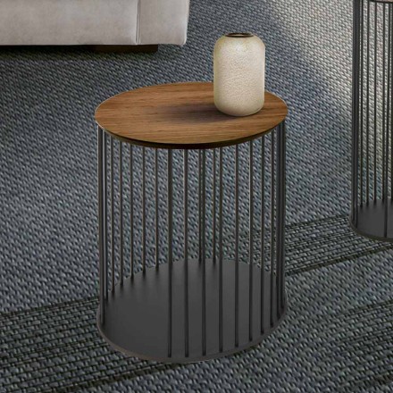 Tavolino da Salotto con Piano Tondo in Legno Realizzato in Italia - Montebianco Viadurini