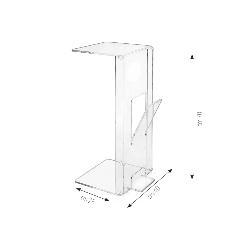 Tavolino da Salotto con Portariviste in Plexiglass Made in Italy - Belle Viadurini