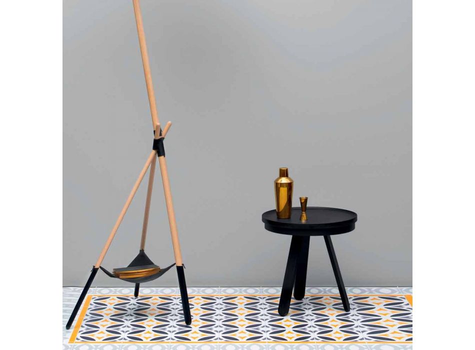 Tavolino da Salotto Design con Piano Rotondo e Gambe in Legno Massello - Salerno Viadurini