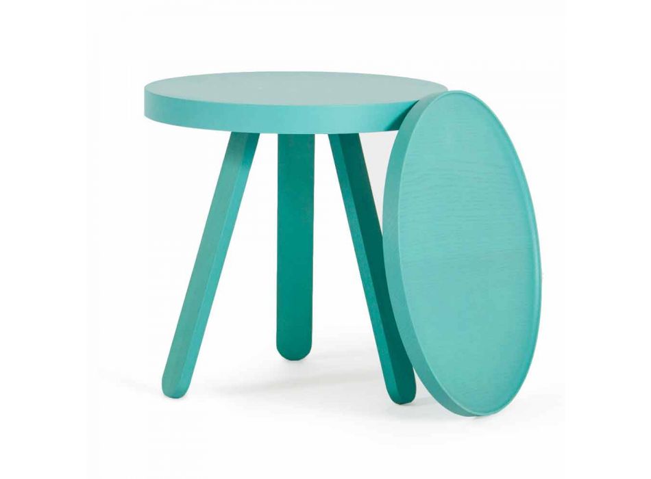 Tavolino da Salotto Design con Piano Rotondo e Gambe in Legno Massello - Salerno Viadurini