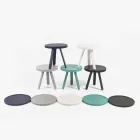 Tavolino da Salotto Design con Piano Rotondo e Gambe in Legno Massello - Salerno Viadurini