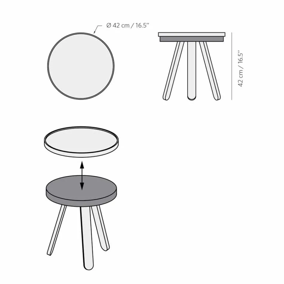 Tavolino da Salotto Design con Piano Rotondo e Gambe in Legno Massello - Salerno Viadurini