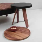 Tavolino da Salotto Design con Piano Rotondo e Gambe in Legno Massello - Salerno Viadurini