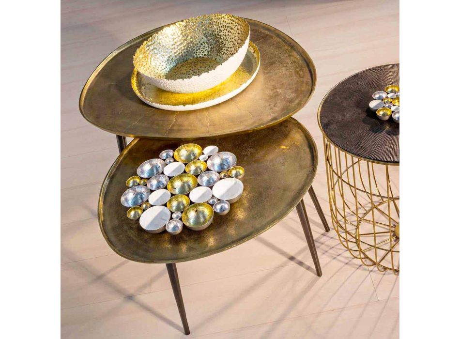 Tavolino da Salotto di Design con Piano in Alluminio Homemotion - Yamila Viadurini