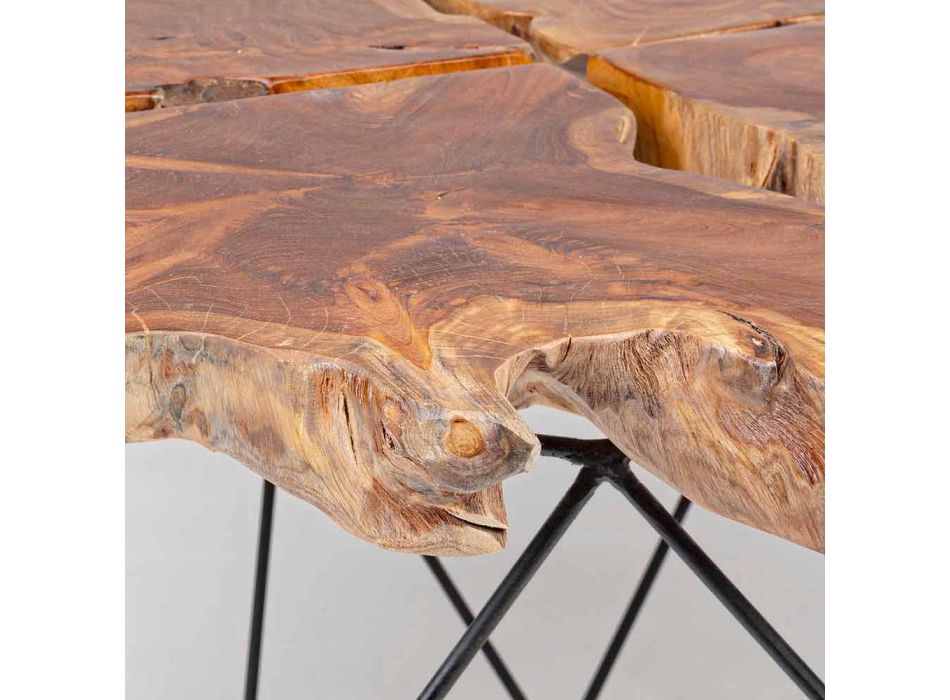 Tavolino da Salotto di Design con Piano in Teak Homemotion - Grillo Viadurini