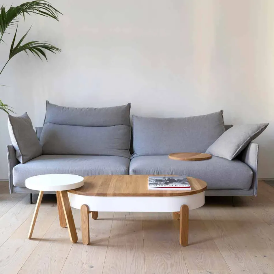 Tavolino da Salotto di Design in Legno Massello e Metallo Laccato - Salerno Viadurini