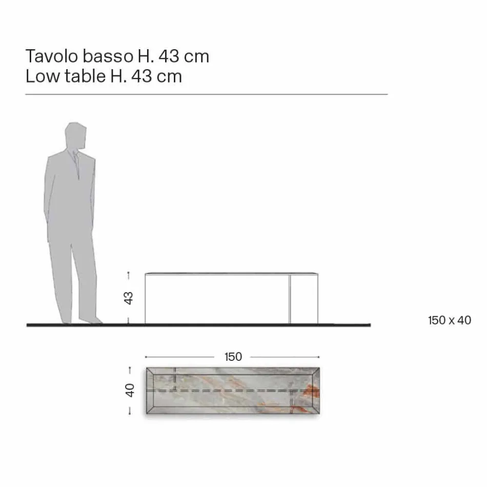 Tavolino da Salotto di Design in Marmo con Base in Vetro Made in Italy - Molino Viadurini