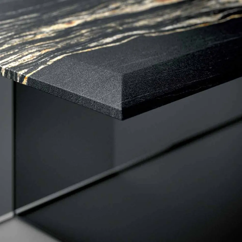 Tavolino da Salotto di Design in Marmo con Base in Vetro Made in Italy - Molino Viadurini