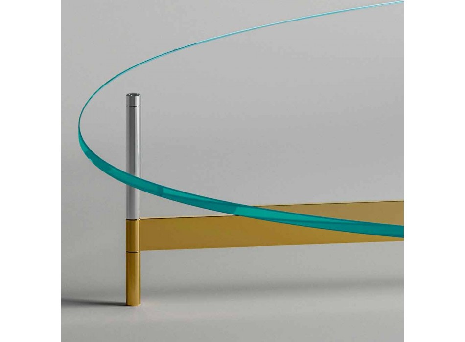 Tavolino da Salotto di Design in Vetro con Base in Metalo Made in Italy  - Cinci Viadurini