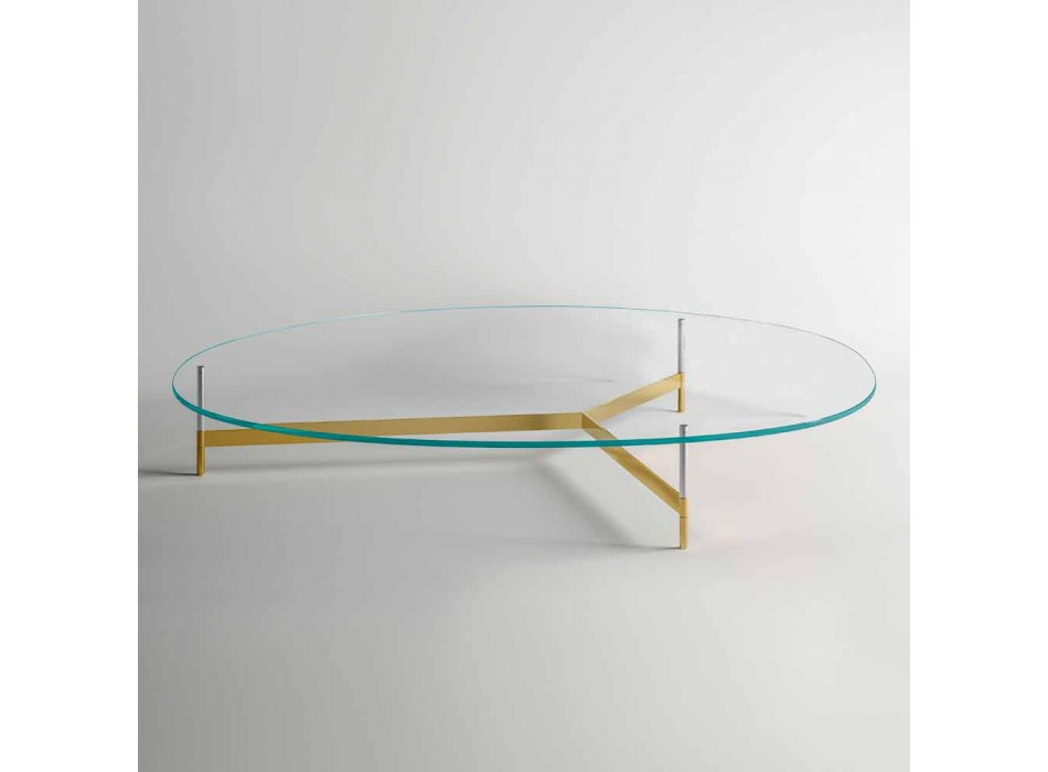Tavolino da Salotto di Design in Vetro con Base in Metalo Made in Italy  - Cinci Viadurini