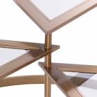 Tavolino da Salotto di Design in Vetro con Dettagli in Finitura Ottone - Carpi Viadurini
