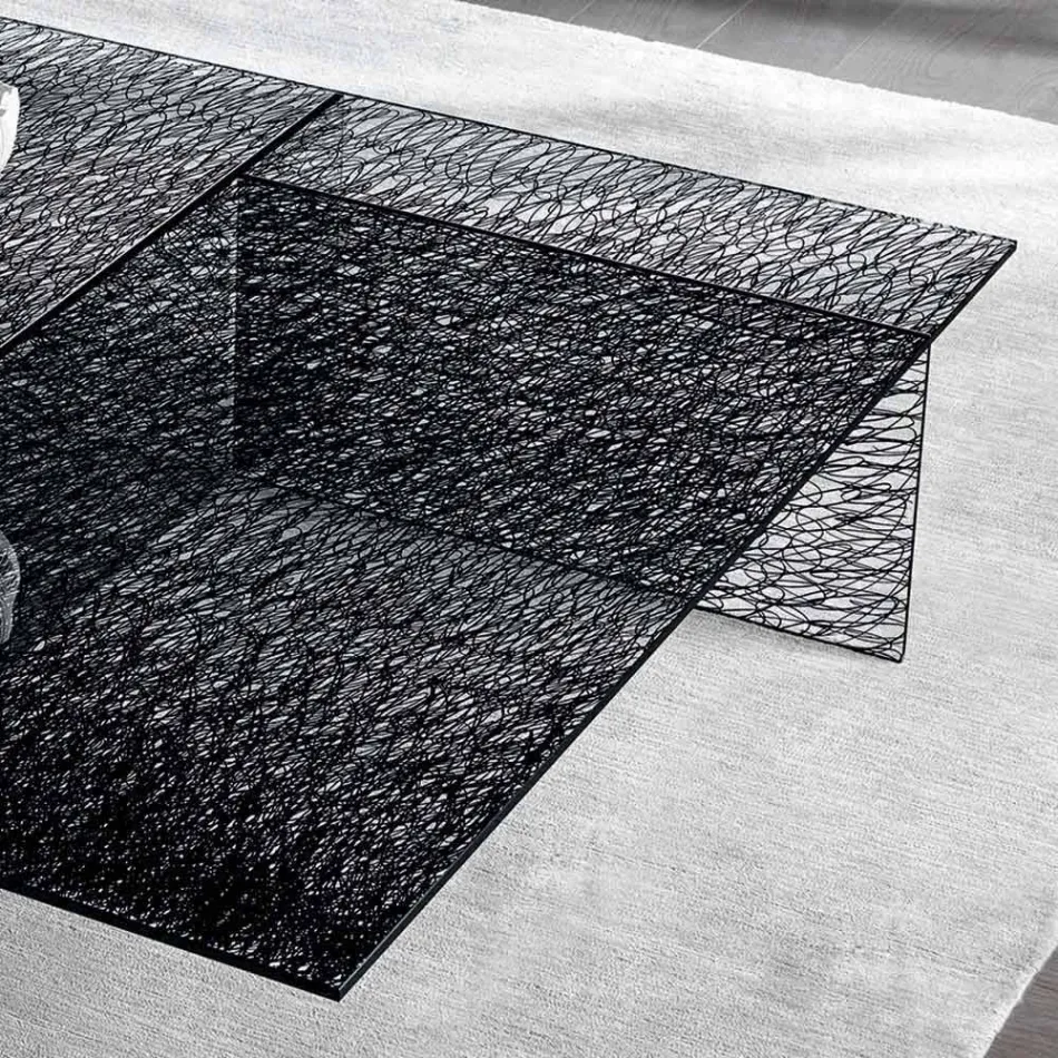 Tavolino da Salotto di Design Vetro Extrachiaro Decorato Made in Italy – Sestola Viadurini