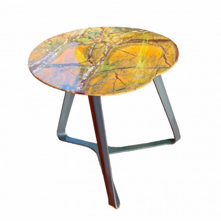 Tavolino da Salotto Fatto a Mano in Marmo e Acciaio Made in Italy - Prince Viadurini