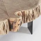 Tavolino da Salotto in Acciaio e Legno d'Acacia Naturale Homemotion - Camala Viadurini