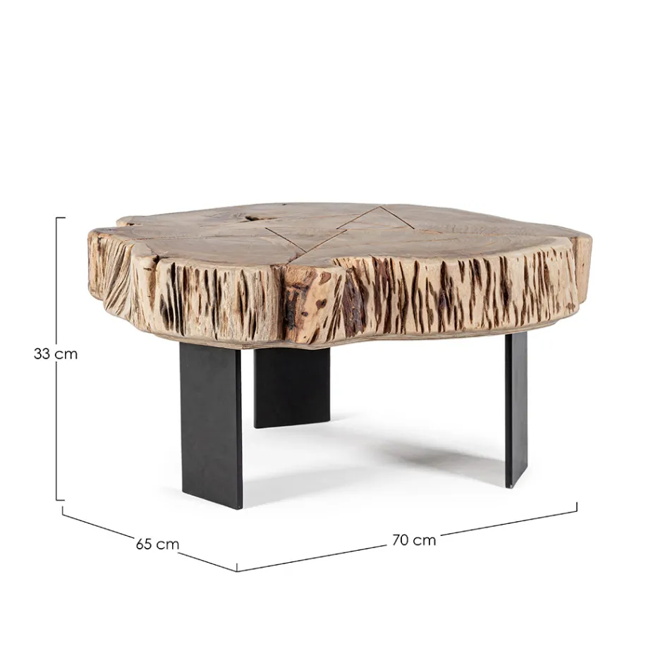 Tavolino da Salotto in Acciaio e Legno d'Acacia Naturale Homemotion - Camala Viadurini
